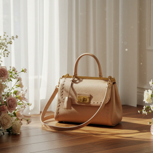 Elegant Korean-Inspired Embroidered Leather Handbag – Blush Pink